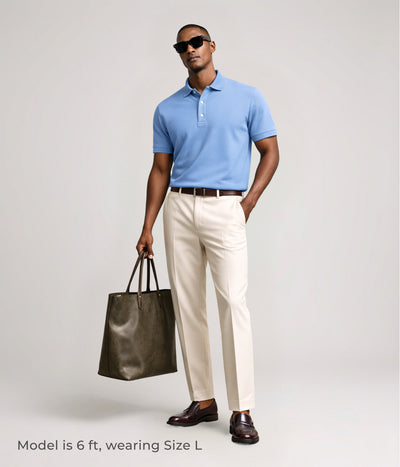 NUITO nuLUX polo in Air Blue — men's premium Tencel cotton polo shirt India