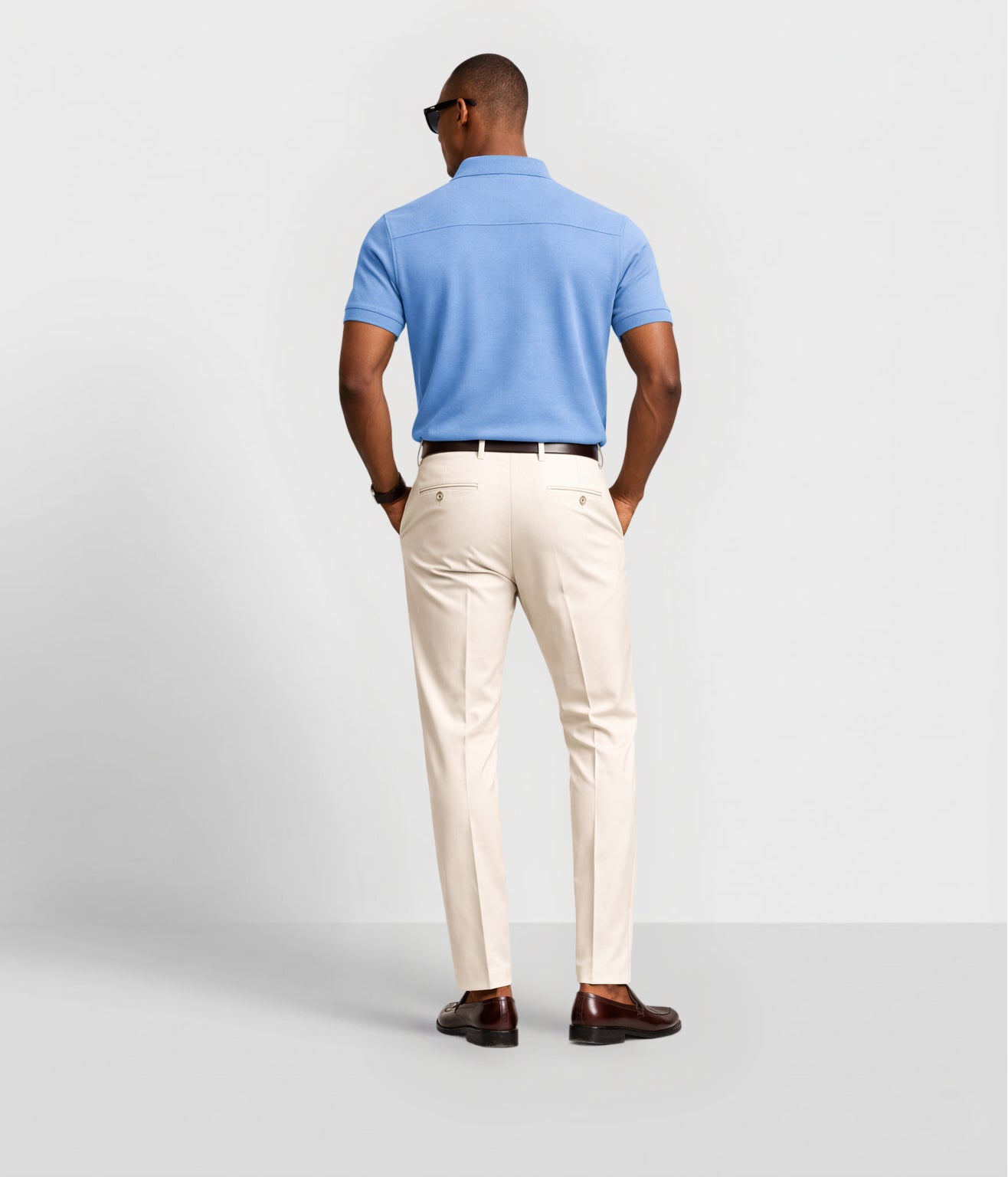 NUITO nuLUX polo in Air Blue — men's premium Tencel cotton polo shirt India