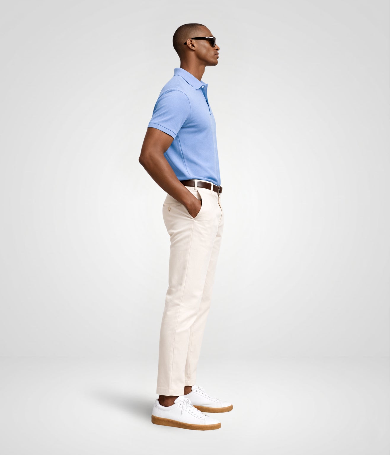 NUITO nuLUX polo in Air Blue — men's premium Tencel cotton polo shirt India