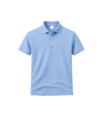 NUITO nuLUX polo in Air Blue — men's premium Tencel cotton polo shirt India