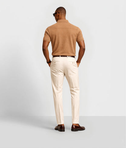 NUITO nuLUX polo in Warm Taupe — men's premium polo shirt, quiet luxury basics India