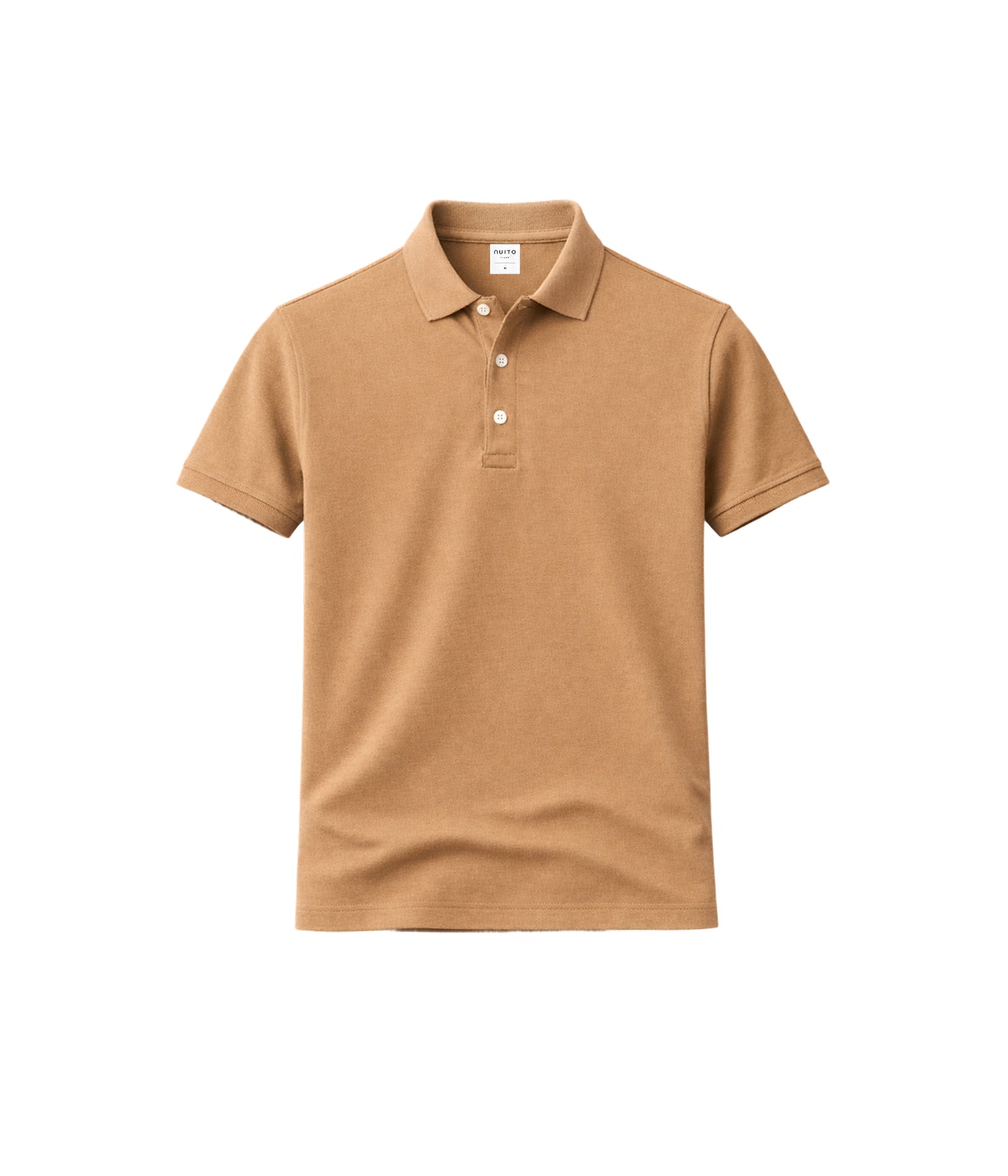 NUITO nuLUX polo in Warm Taupe — men's premium polo shirt, quiet luxury basics India