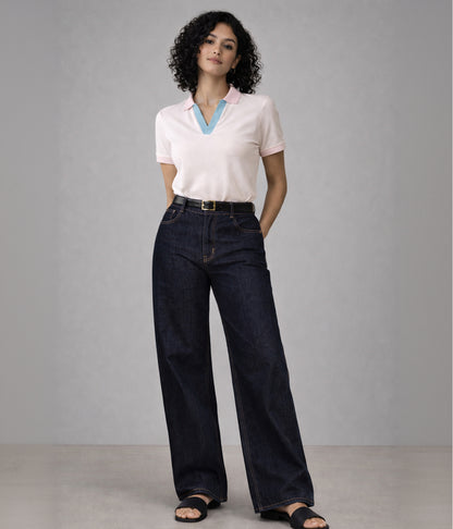NUITO selvedge denim in indigo — women's 14oz raw denim straight loose fit mid rise jeans India