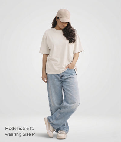 NUITO Skater Edit in Cannoli Cream — women's drop shoulder bamboo cotton top, NUSKN 220 GSM India