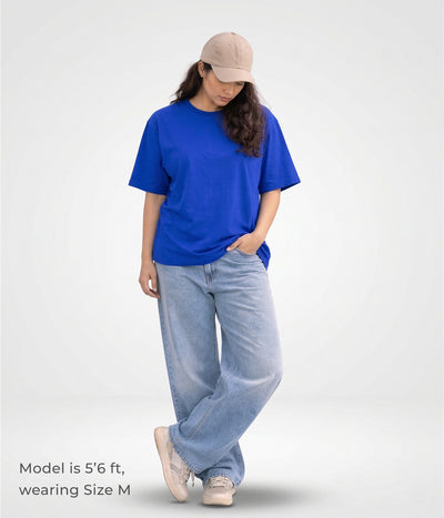 NUITO Skater Edit in Santorini Blue — women's drop shoulder bamboo cotton top, NUSKN fabric India