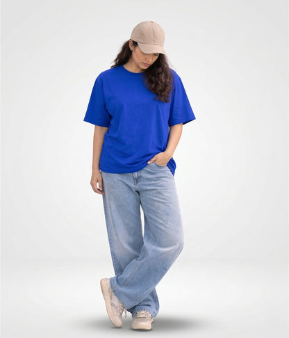NUITO Skater Edit in Santorini Blue — women's drop shoulder bamboo cotton top, NUSKN fabric India