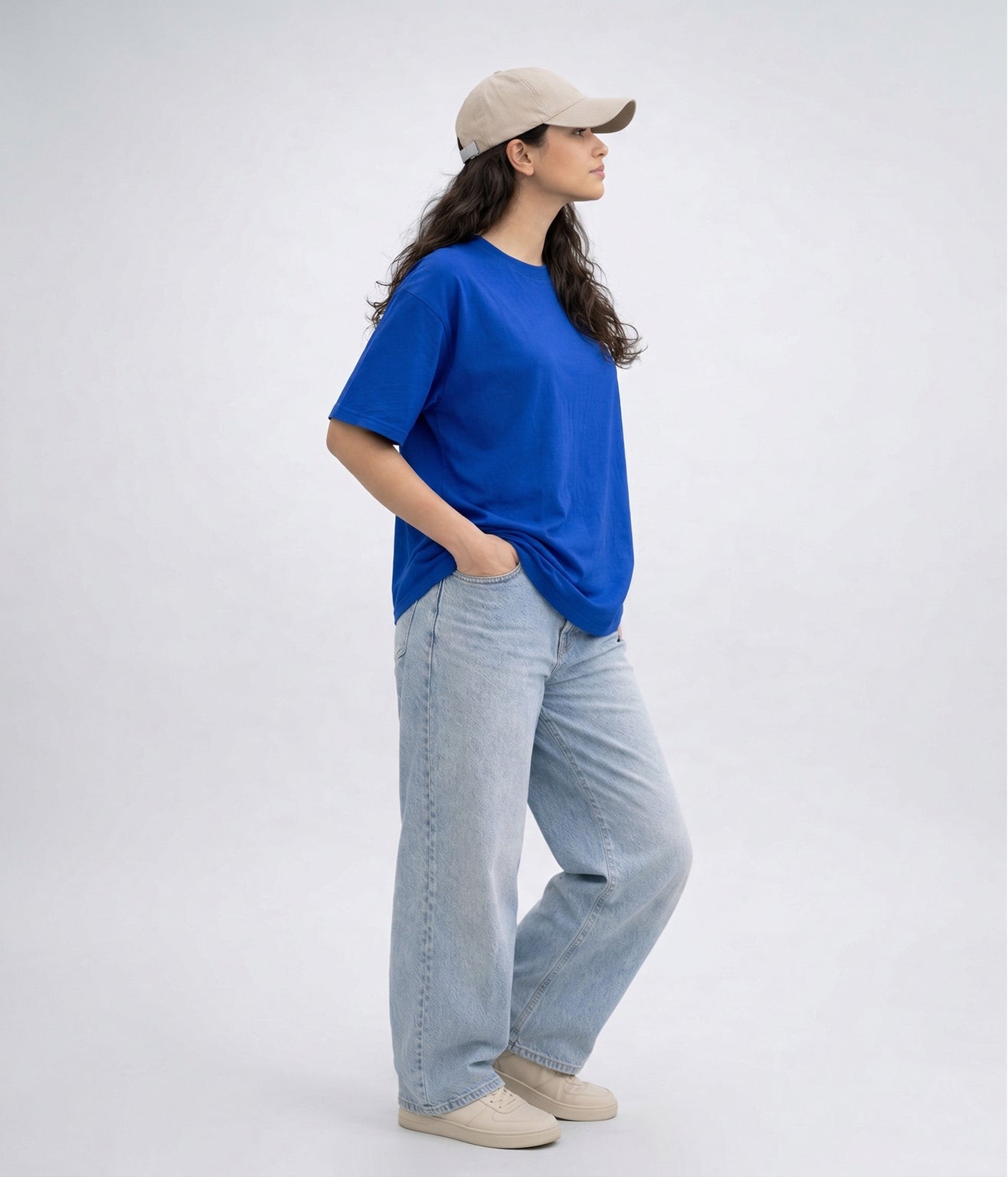NUITO Skater Edit in Santorini Blue — women's drop shoulder bamboo cotton top, NUSKN fabric India